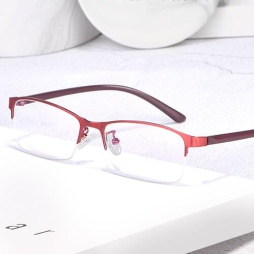 2021 New Women Half Frame Finished Myopia Glasses Lady Anti-blue Light Glasses Men Business Nearsighted Eyewear -1.5-2.0-2.5