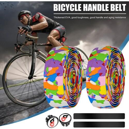 A Pair of Bicycle Handlebar Non-slip Shock Absorption Cloth Tape Camouflage Handle with 9 Colors Bar Tape Bikes Cycling