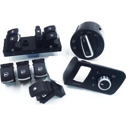 6PCS Window Mirror Headlight Switch for VW / Volkswagen Caddy Touran 2003-2015 7L659855B 1K4959857B 1T0962125A 5ND941431A