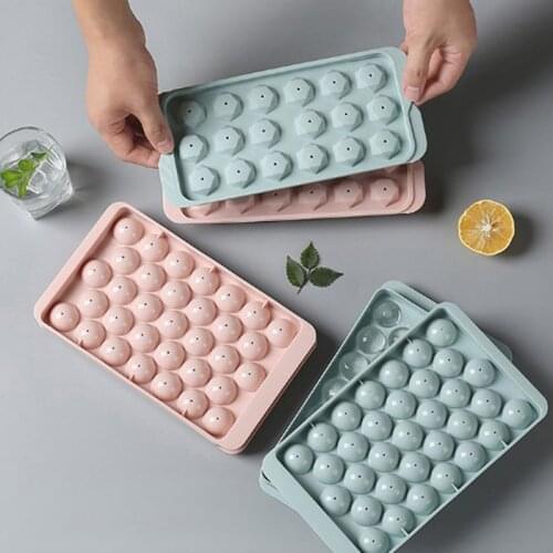Ice Cube Tray Round Cubes Plastic Ice Cube Maker Mold with Lids