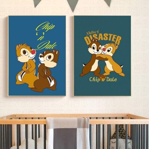 Disney Cute Anime Canvas Paintings Squirrel Kiki Titi Posters Cartoon Prints Wall Art Pictures for Living Room Home Decoraton