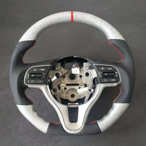 Cuatomized Real Carbon Fiber Sports Steering Wheel Alcantara Leather compatible for KIA K5 Optima 2016-2017