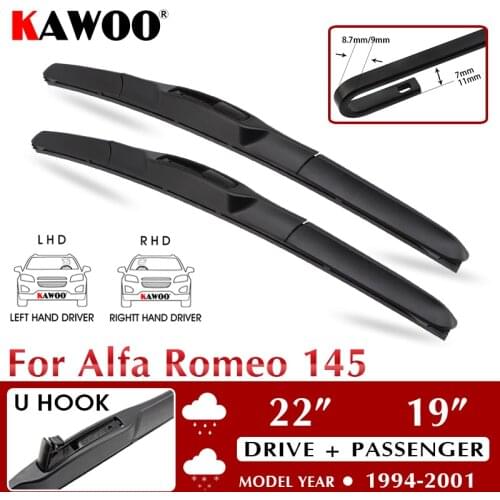 KAWOO Wiper Front Car Wiper Blades For Alfa Romeo 145 October 1994 - Nov. 2001 Windshield Windscreen Window 22"+19" LHD RHD