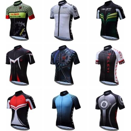 Teleyi 17 Color Summer Cycling Jersey Shirt Men Short Sleeve MTB Bike Jersey Quick Dry Cycling Wear Team Bicycle Wear Clothes