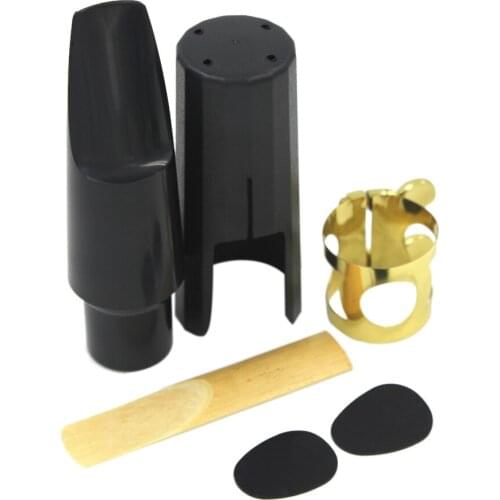 Tenor Sax Saxophone Mouthpiece Plastic with Cap Metal Buckle Reed Mouthpiece Patches Pads Cushions