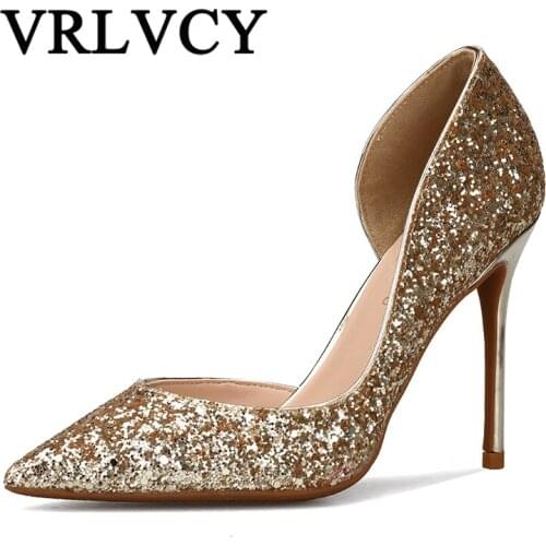 Womens pumps high heels shoes woman party wedding dress OL slip on pointed toe flock shallow ladies stiletto shoe10cm