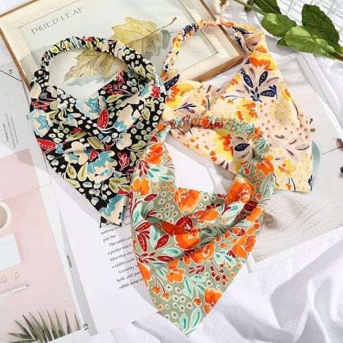 Vintage Triangle Headband Women Hair Scarf Print Bandanas Non-slip Elastic Hair Bands Female Turban Hair Tie Hair Accessories