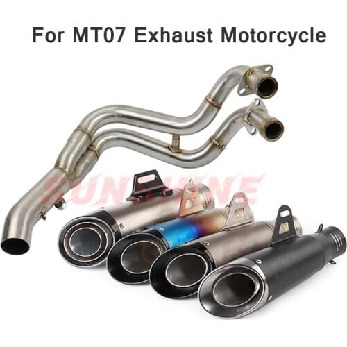 Slip on Motorcross Exhaust Front Pipe Motorcycle Muffler Full Systems Modified Echappement Moto Tube For YZF YAMAHA MT07 FZ07