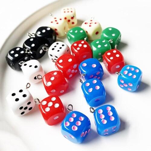 Yamily 10pcs/15mm Resin Simulation 3D Dice Charms Pendant DIY Craft For Bracelet Earring Key Chains Jewelry DIY Finding sz21