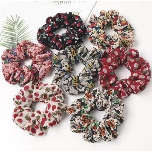 Japan and South Korea Floral Leaf Cloth Elastic Hair Band Hair Scrunchies For Women Hair Tie Ponytail Elastic Hair Accessories