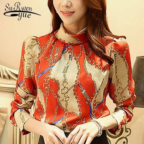 Womens Tops And Blouses Print Chiffon Blolouse Shirt 2021 Fashion Women Blouses Long Sleeve Women Shirt Blusas Femininas 1817 50