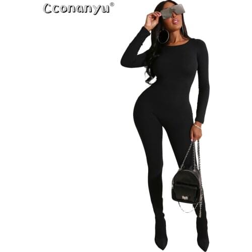 Jumpsuit for Women 2020 Sexy Long Sleeve Elegant Black Green Round Neck Rompers Womens Bodycon Jumpsuit Club Party