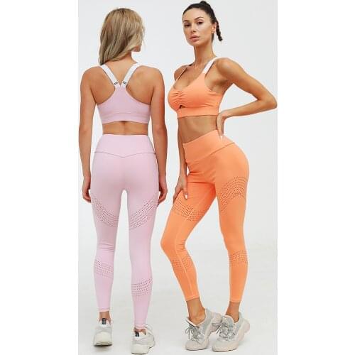 Active Women Sport Suit Yoga Set Gym Workout Clothes Sleeveless Fitness Crop Top + High Waist Energy Outfit Seamless Leggings