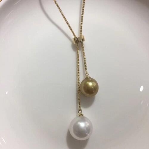 Sinya Edison golden and white pearls sweater chain 18k gold necklace for Women lover Mum 2018 News best gift