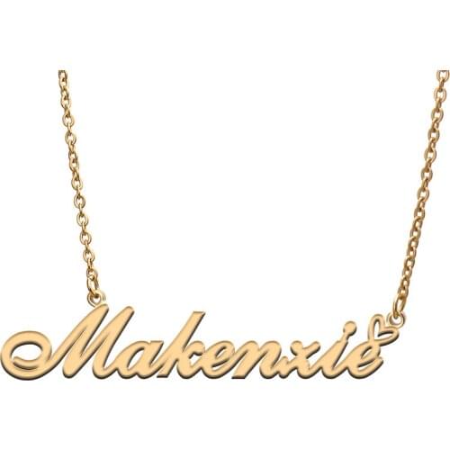 Love Heart Makenzie Name Necklace for Women Stainless Steel Gold & Silver Nameplate Pendant Femme Mother Child Girls Gift
