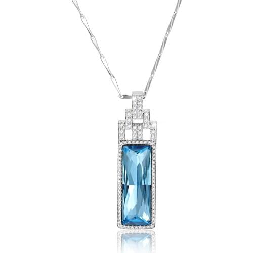 Xuping Jewelery New Arrival Accessories Elegant Square Shaped Crystals Necklace for Women Gifts 40229