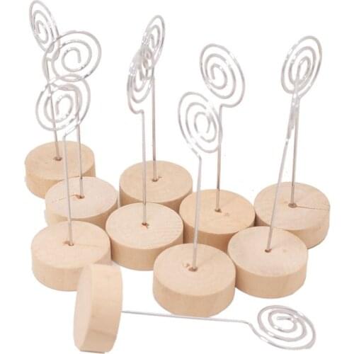 10pcs Wooden Base Memo Photo Holder Card Paper Note Clip Wedding Place Name Card Holders Party Table Decorative Accessories