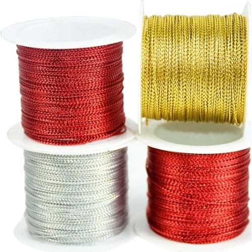 20m/roll 1mm Cord Gold Silver Red Metallic Yarn String Twine Thread Hang Tag Cords Rope Packaging Supplies for Home Party Decor