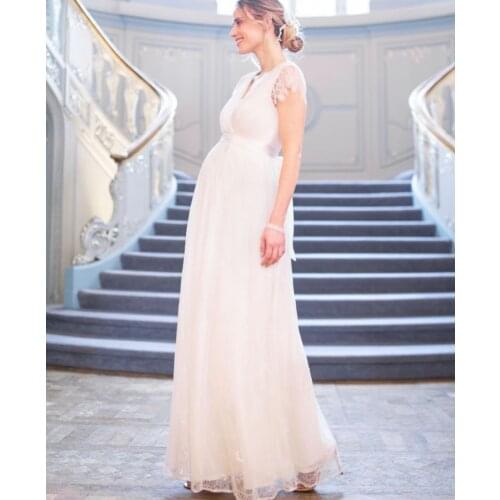 2021 Boho Style Lace Maternity Dress For Photography Maternity Photography deep V Maxi Gown Pregnancy Women Lace Long Dress