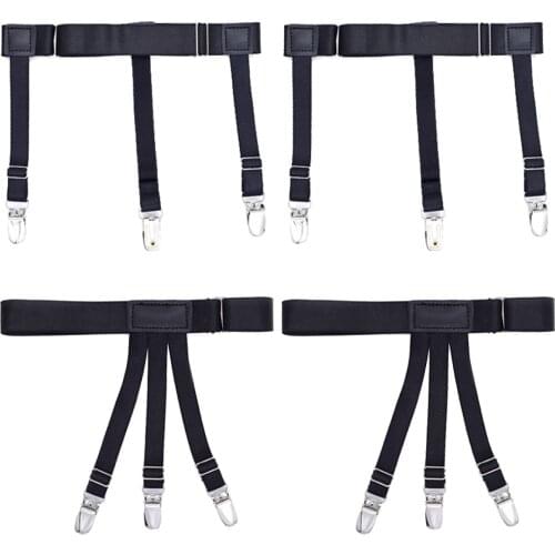 2x Shirt Stays Suspenders Leg Garters Adjustable Elastic Men Women