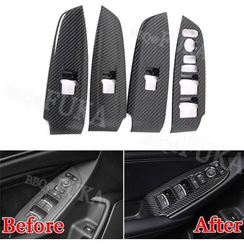 4pcs Carbon Fiber Color Car Window Lift Switch Button Cover Trim Sticker Fit for Honda Accord 2018 Car Accessories Styling