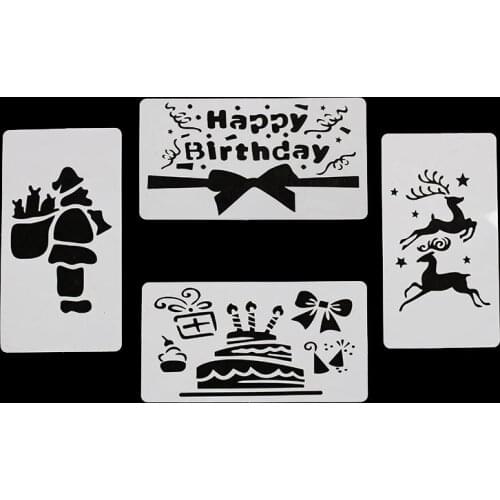 4pcs/set Christmas Santa Claus Coffee Milk Cake Cupcake Stencil Template Mold