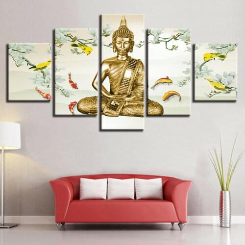 No Framed Buddha Meditation 5 Pcs Canvas Picture Print Wall Art Canvas Painting Wall Decor for Living Room