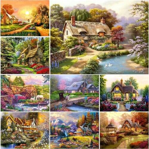 5D DIY Full Square/round Diamond Painting Landscape Diamond Embroidery House Cross Stitch Rhinestone Mosaic Home Decor Picture