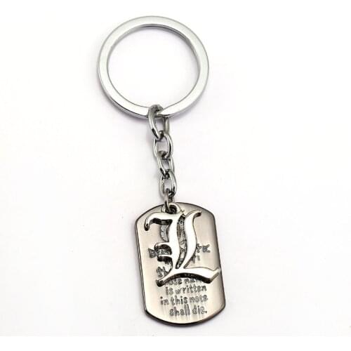 Japanese Anime Death Note Keychain Double L Metal Pendant Dog Tag Key Chains Key Ring Men Jewelry Cosplay Souvenir