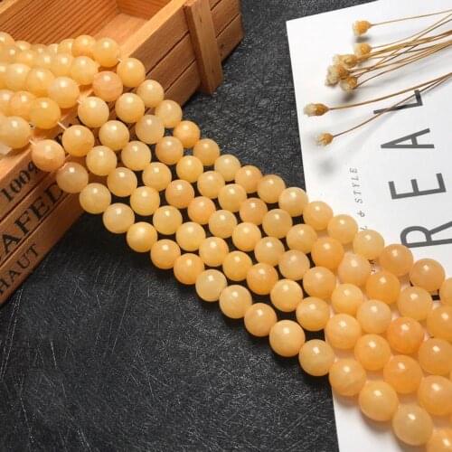 High quality Creamy yellow Natural stone Beads Pick Size Loose Bead 4mm 6mm 8mm 10mm For charm bracelets DIY personality Jewelry