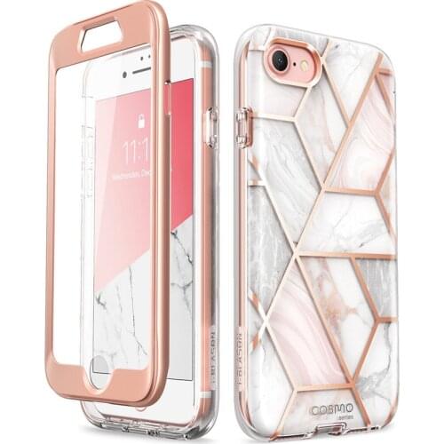 For iPhone SE 2020 Case For iPhone 7/8 Case 4.7 inch i-Blason Cosmo Full-Body Marble Bumper Cover WITH Built-in Screen Protector