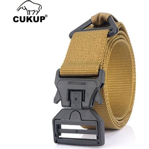CUKUP 2020 New Design Good Quality Belt Magnetic Buckle Leisure Brown Colour Nylon Belts Men 125cm Length Size CBCK204