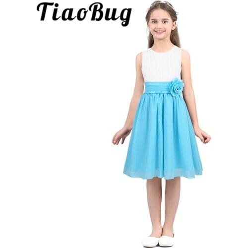 Kids Children Flower Girls Dress with Flower Chiffon Knee-length Flower Girl Party Princess Formal Occasion Tulle Summer Dress