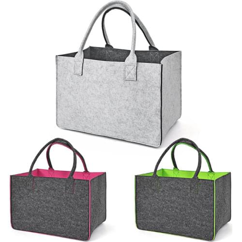 Felt Storage Bag Large Capacity Handbag for Sundries Snacks Toys Travel Women Shopping Storage Bags with Handle Closet Organizer