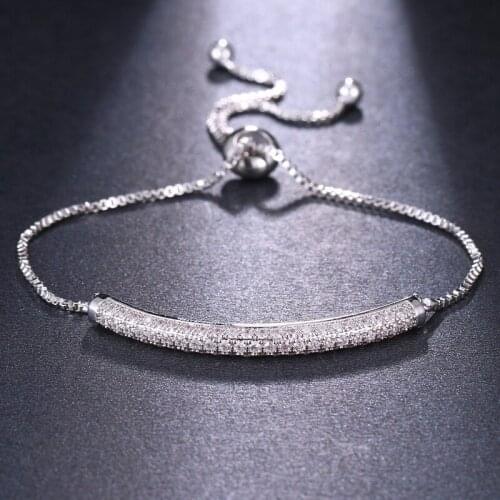 Simple Design Exquisite Womens Three-Color AAA Zircon Adjustable Crystal Bracelet Charming Womens Slide Fastener