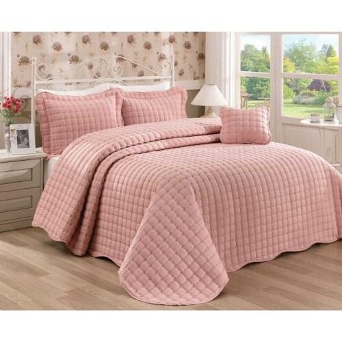 Breeze Double 4Pieces Bed Cover Set Powder-Brown-Cream - Different Colours-High Quality Bed Sheet-Pillowcases-Decorative Pillow