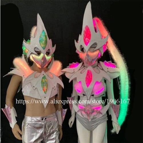 Colorful Led RGB Luminous Stage Performance Dress Led Flashing Growing Cosplay Clothes Led Catwalk Ballroom Dance DJ Costumes