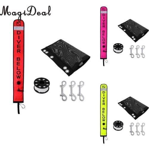 MagiDeal 4ft High Visibility Reflectice SMB Surface Marker Buoy + Finger Spool 30m Line + Bolt Snap for Scuba Diving Snorkeling