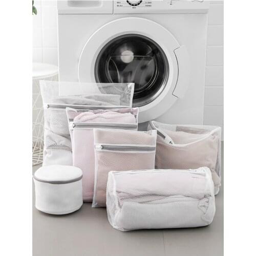 Zippered Laundry Mesh Bag Caring Clothes Washing Bag Set For Washing Machine Underwear Bras Washing Bag White Washer Bag 7pcs