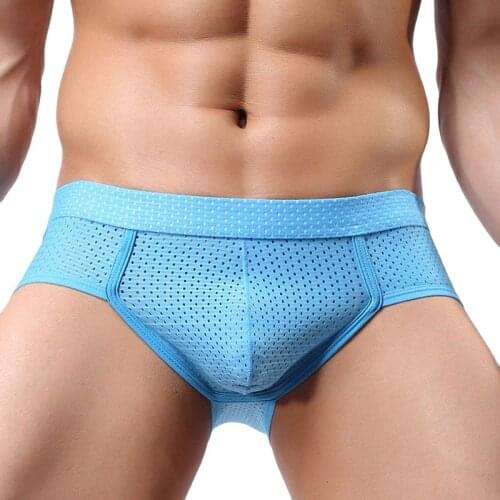 Mens Underwear Briefs Male Underpants Mens Breathable Mesh Panties Jockstrap Sexy U Convex Hollow Out Gay Man Brief Bikini