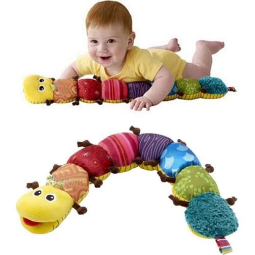60cm soft Baby Toys Musical stuff Caterpillar with Ring Bell Cute Cartoon Animal Plush creative Doll Early Educational