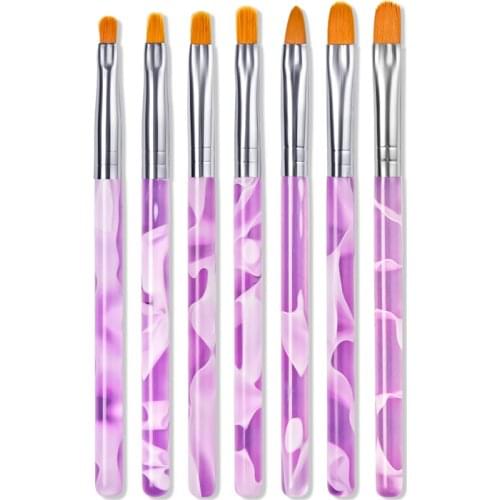 5PC Nail Art Tool Set Acrylic UV Gel Salon Pen Flat Brush Kit Dotting Tool For Decorations Beauty Tools Nail Polish Brushes