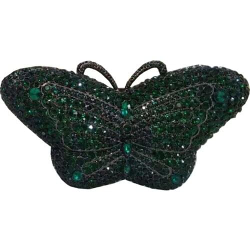 The latest design butterfly shape single shoulder latest crystal diamond chain dinner bag rhinestone wedding party dinner bag