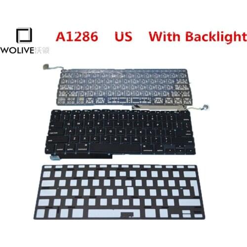 Genuine New A1286 US Keyboard For Macbook Pro 15" 2009-2012 Year With Backlight Language version US Replacement