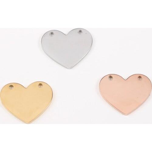 10pcs/Lot Stainless Steel Mirror Polish Heart Shaped Charms Pendants Two Holes for DIY Jewelry Making Necklace17*20mm