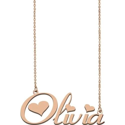 Name Necklace Olivia Personalised Stainless Steel Gold for Women Choker Alphabet Letter Pendant Girls Mom Jewelry Gift