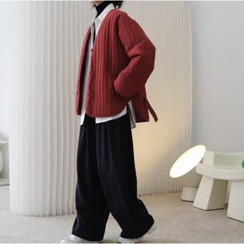 Autumn and winter new warm design V-neck cotton clothes loose thin coat womens thick cotton-pad coats 0903-11