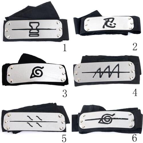 Ninja Headband For Cosplay Anime Metal Plated Headwear Forehead Protector Role-playing Props Ninja Warrior Belt Headwear