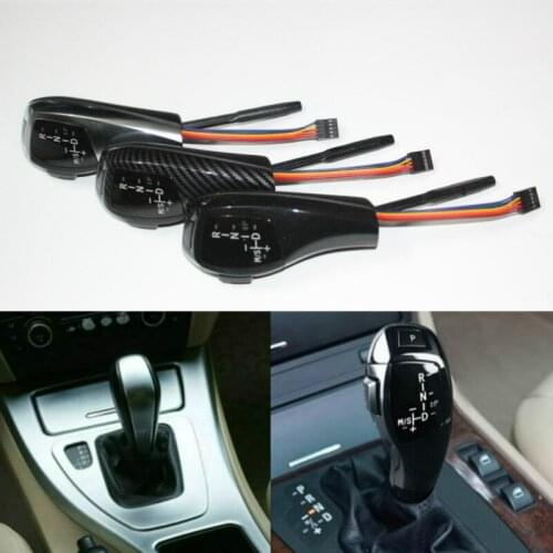 Shifter Lever PU Leather Carbon Fiber Black Silver for 3 5 Series E60 E61 2004-2007 E46 Accessories LED Gear Shift Knob