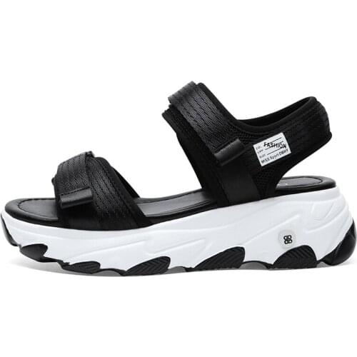 Open Toe Platform Sandals, Velcro Solid Color WomenS Shoes, Waterproof Platform WomenS Shoes